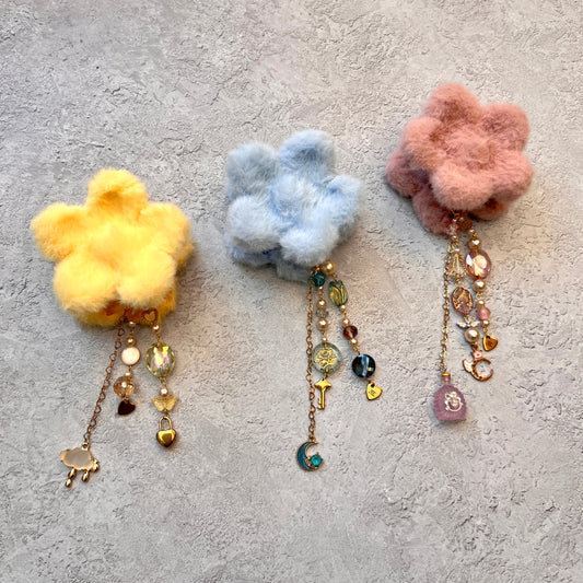Fluffy Flower Hair Grips